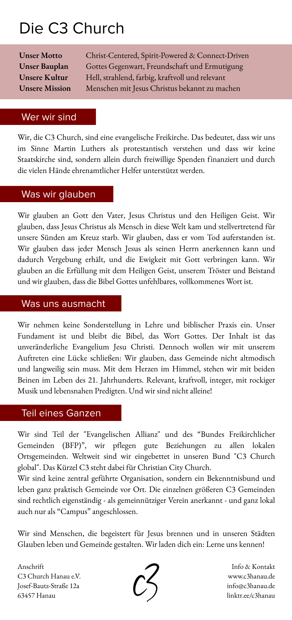 Über Uns Flyer - Rückseite